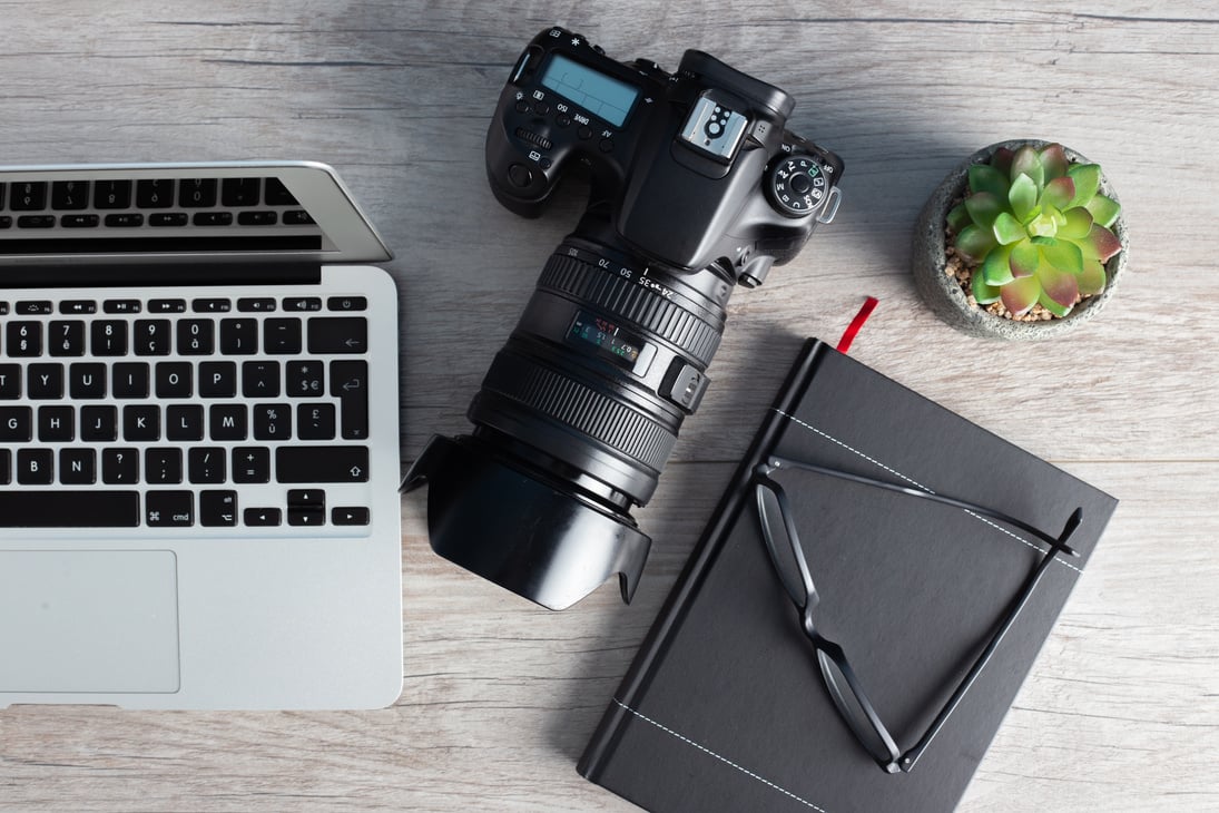 Photographer Work Table Content Creator for Social Networks